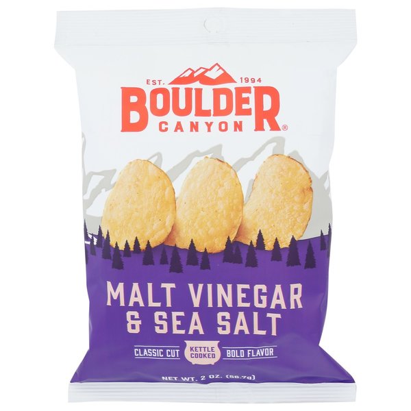 Boulder Canyon Malt Vinegar and Sea Salt Kettle Cooked Potato Chips 2 oz Pegged 527692